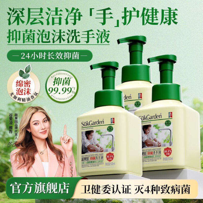 蔬果园 泡沫抑菌洗手液500ml*3瓶