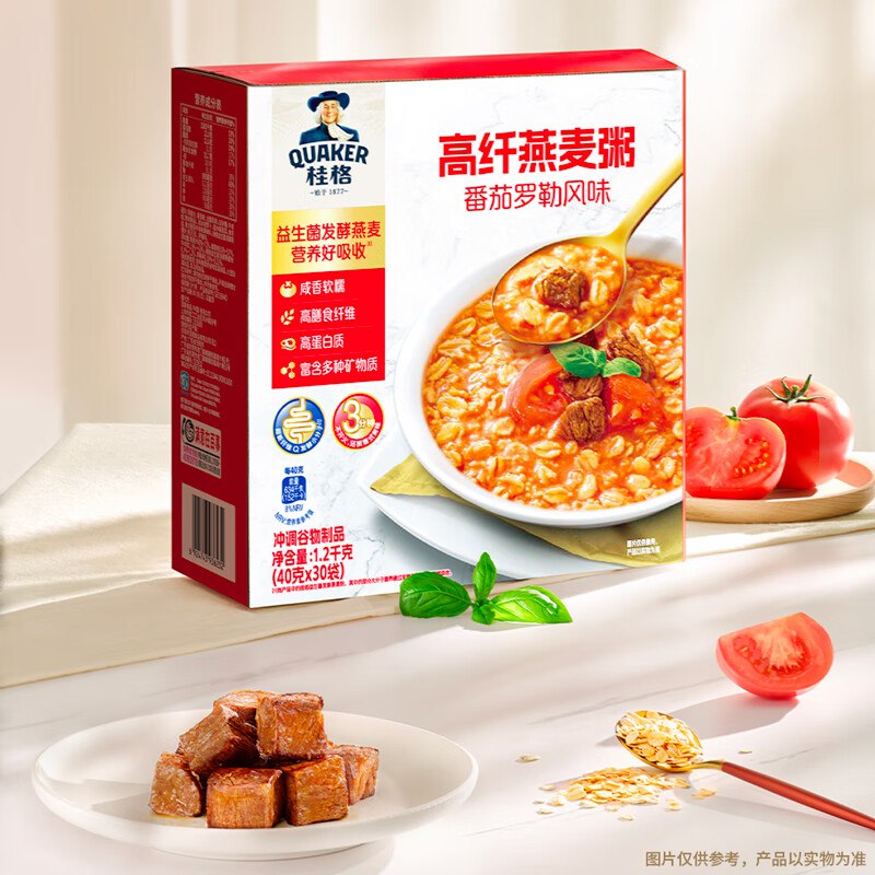 桂格（QUAKER）高纤番茄罗勒燕麦粥1200克如图