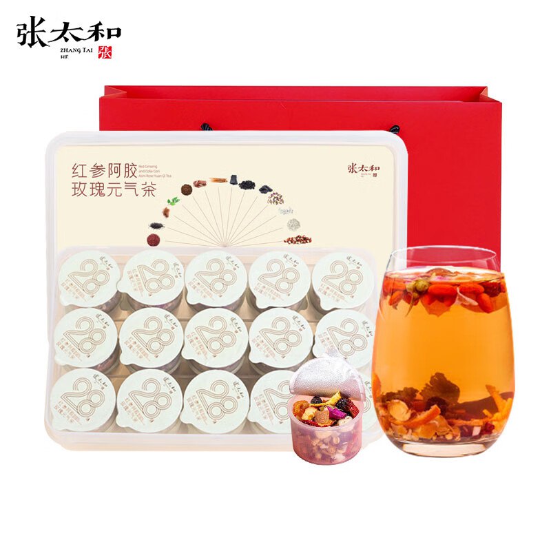 张太和 红参阿胶玫瑰元气茶28味21gx30罐
