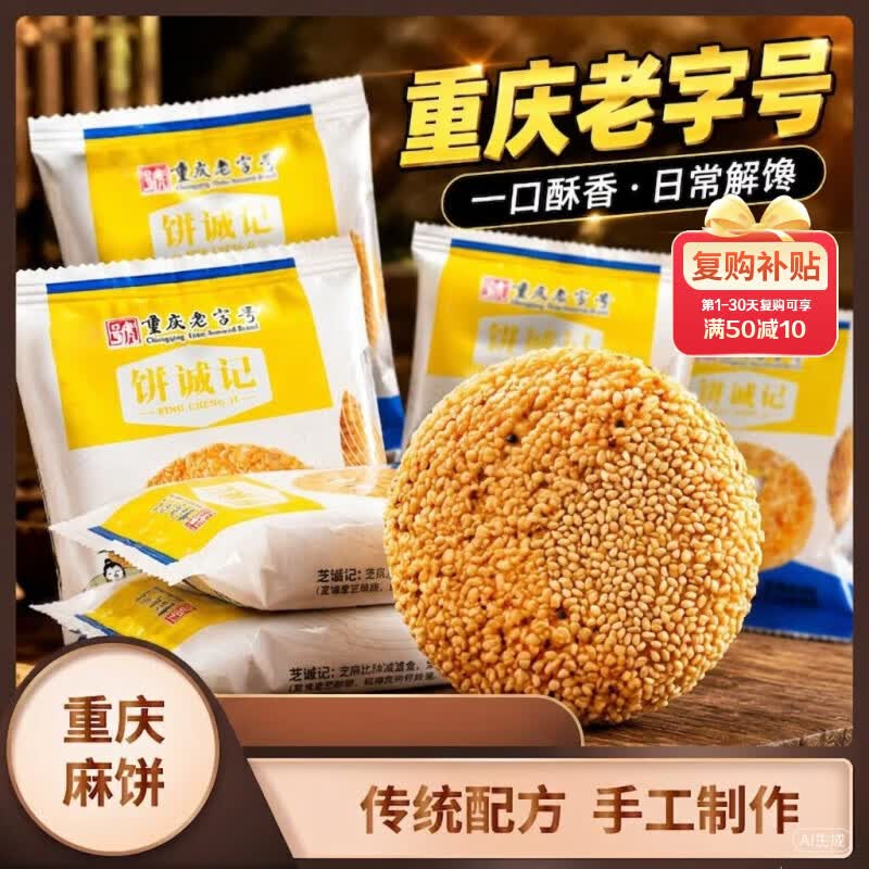 饼诚记椒盐冰糖麻饼40g*26个搜标题或关键字，概率得3限时卷凑后0.49